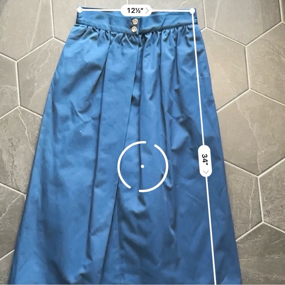 VTG 70s 80s Retro Blue Button Front Cotton Midi Maxi Skirt - Picture 10 of 10